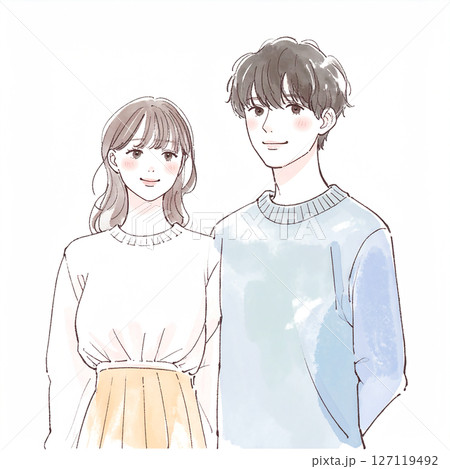 男女、カップル、夫婦、恋人、パートナーのイラスト素材 127119492