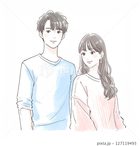 男女、カップル、夫婦、恋人、パートナーのイラスト素材 127119493