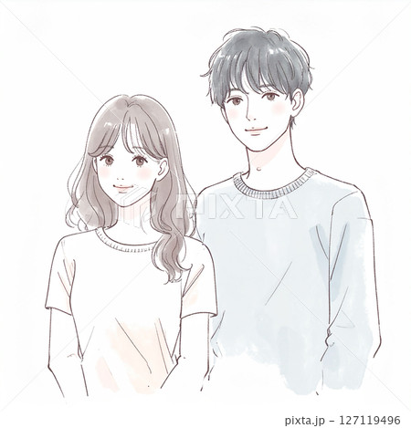 男女、カップル、夫婦、恋人、パートナーのイラスト素材 127119496