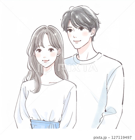 男女、カップル、夫婦、恋人、パートナーのイラスト素材 127119497