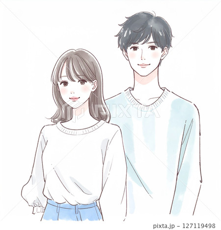 男女、カップル、夫婦、恋人、パートナーのイラスト素材 127119498