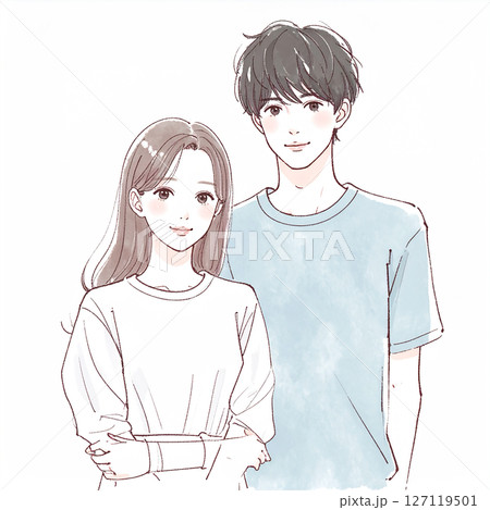 男女、カップル、夫婦、恋人、パートナーのイラスト素材 127119501