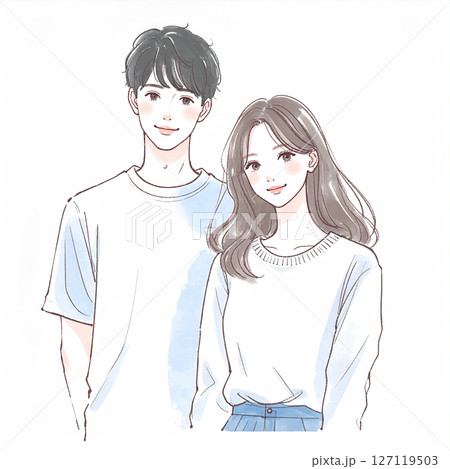 男女、カップル、夫婦、恋人、パートナーのイラスト素材 127119503