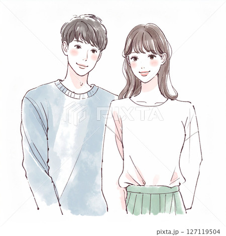 男女、カップル、夫婦、恋人、パートナーのイラスト素材 127119504