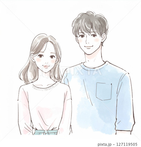 男女、カップル、夫婦、恋人、パートナーのイラスト素材 127119505