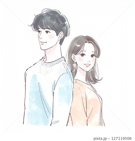 男女、カップル、夫婦、恋人、パートナーのイラスト素材 127119506