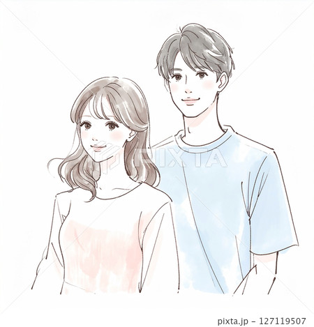 男女、カップル、夫婦、恋人、パートナーのイラスト素材 男女、カップル、夫婦、恋人、パートナーのイラスト素材 127119507