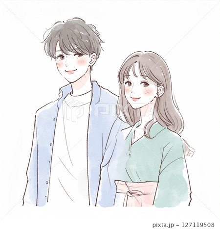 男女、カップル、夫婦、恋人、パートナーのイラスト素材 男女、カップル、夫婦、恋人、パートナーのイラスト素材 127119508