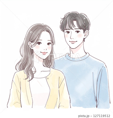 男女、カップル、夫婦、恋人、パートナーのイラスト素材 127119512