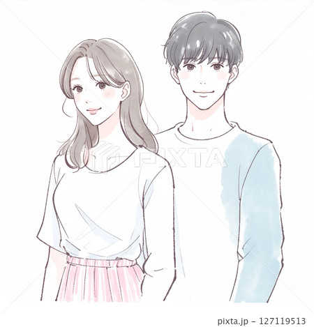 男女、カップル、夫婦、恋人、パートナーのイラスト素材 127119513