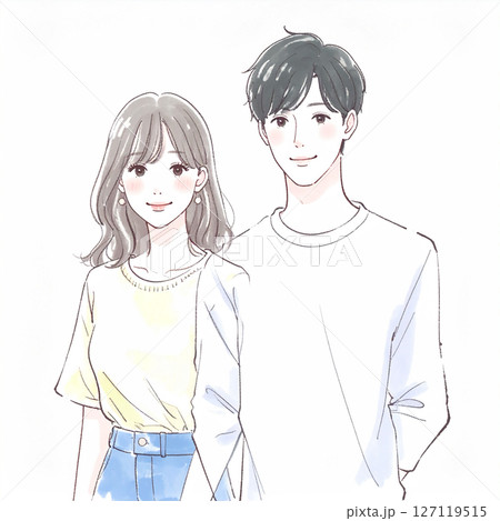 男女、カップル、夫婦、恋人、パートナーのイラスト素材 127119515