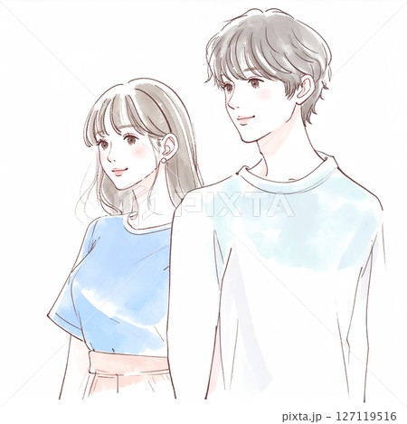 男女、カップル、夫婦、恋人、パートナーのイラスト素材 127119516