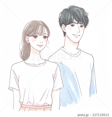 男女、カップル、夫婦、恋人、パートナーのイラスト素材 127119521