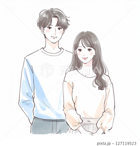 男女、カップル、夫婦、恋人、パートナーのイラスト素材 127119523