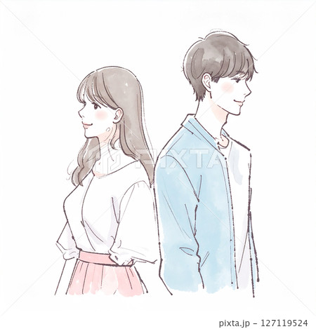 男女、カップル、夫婦、恋人、パートナーのイラスト素材 127119524