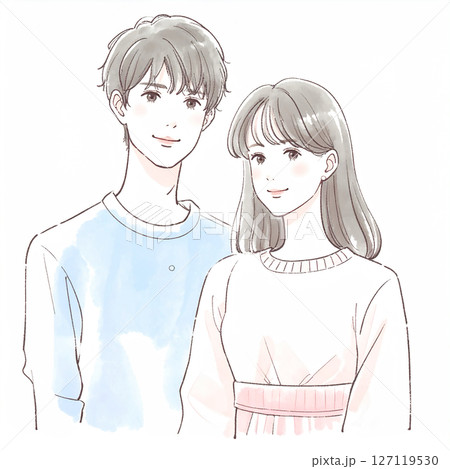 男女、カップル、夫婦、恋人、パートナーのイラスト素材 127119530