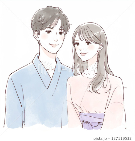 男女、カップル、夫婦、恋人、パートナーのイラスト素材 127119532