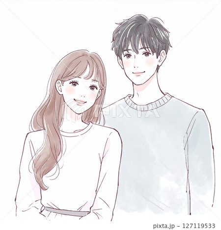 男女、カップル、夫婦、恋人、パートナーのイラスト素材 127119533