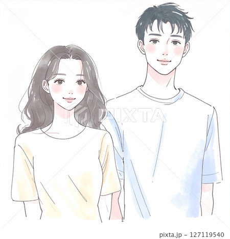 男女、カップル、夫婦、恋人、パートナーのイラスト素材 127119540