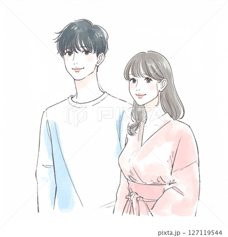男女、カップル、夫婦、恋人、パートナーのイラスト素材 男女、カップル、夫婦、恋人、パートナーのイラスト素材 127119544