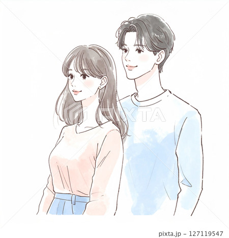 男女、カップル、夫婦、恋人、パートナーのイラスト素材 男女、カップル、夫婦、恋人、パートナーのイラスト素材 127119547