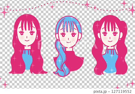 一組時尚女性臉部插圖 一組時尚女性臉部插圖 127119552