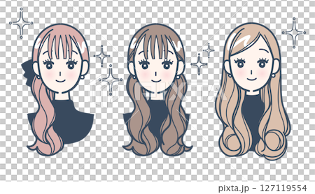 Set of illustrations of stylish women's faces Set of illustrations of stylish women's faces 127119554