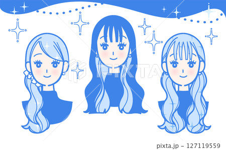 おしゃれな女性の顔のイラスト 127119559