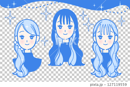 おしゃれな女性の顔のイラスト 127119559