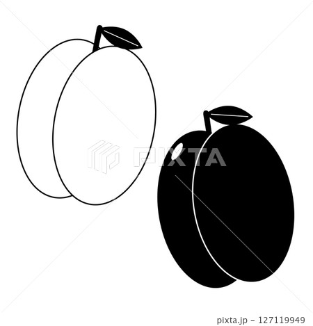 すもものシンプルアイコン モノクロ すもものシンプルアイコン モノクロ 127119949