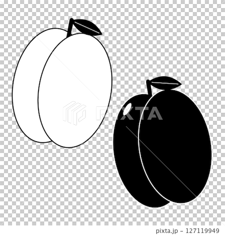 すもものシンプルアイコン モノクロ すもものシンプルアイコン モノクロ 127119949