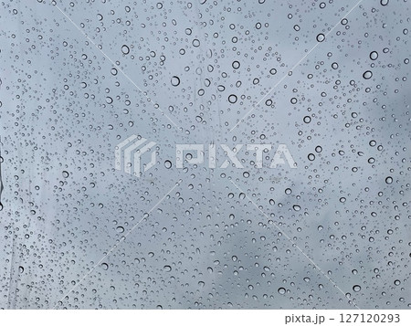 ビニール傘越しの雨粒 127120293