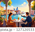 【Adobe Firefly】ベネチアのカフェでコーヒーを飲んでリラックスする様子45 127120533