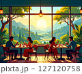 【Adobe Firefly】カフェでコーヒーを飲んでリラックスする様子38 127120758