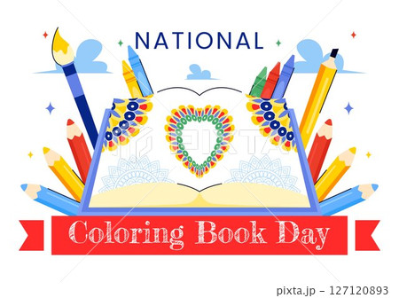 National Coloring Book Day Vector Illustration for August 2nd Featuring Colored Pencils or Crayons Used for Drawing Activities in a Flat Background 127120893