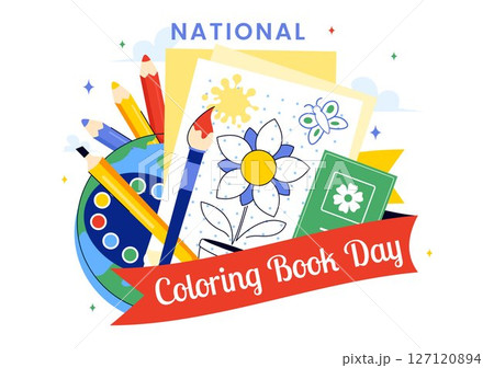 National Coloring Book Day Vector Illustration for August 2nd Featuring Colored Pencils or Crayons Used for Drawing Activities in a Flat Background 127120894