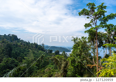 Panoramic view of Lake Poso in Tentena, Sulawesi, Indonesia Panoramic view of Lake Poso in Tentena, Sulawesi, Indonesia 127120959