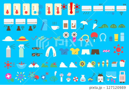 夏を快適に過ごすためのアイコンセット 夏を快適に過ごすためのアイコンセット 127120989