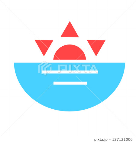 水面から昇る太陽アイコン 127121006