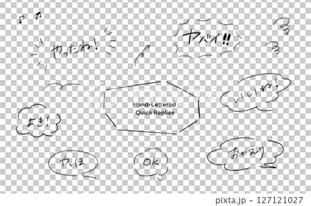 Handwritten text set with speech bubbles_Japanese 127121027