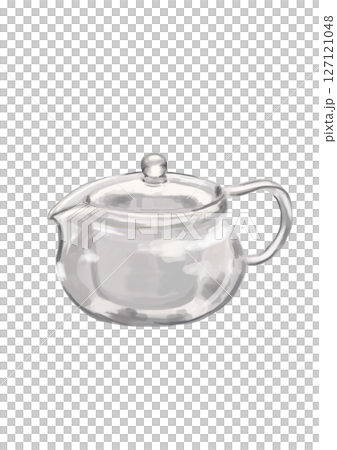 茶壺裡的綠茶的油畫風格插圖 127121048