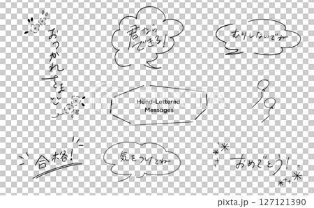 手書きの吹き出しつきメッセージテキストセット 127121390
