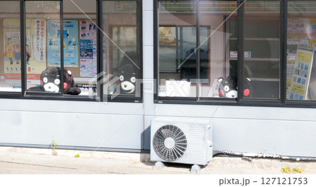Kumamon doll display in Aso train statoin. it is a mascot bear in Kumamoto. 127121753