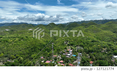 Tropical forest village mountain Cebu drone aerial Philippines Binongkalan exotic biodiversity plants and animals, endemic species mountains, range climate, dry season and rainy season, overpopulation Tropical forest village mountain Cebu drone aerial Philippines Binongkalan exotic biodiversity plants and animals, endemic species mountains, range climate, dry season and rainy season, overpopulation 127121774