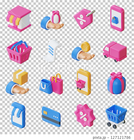 online shopping 3D icon set image online shopping 3D icon set image 127121786