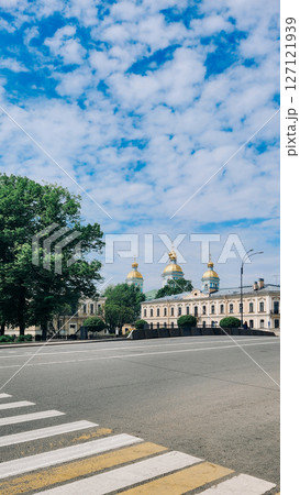 Panoramic view of St. Nicholas Naval Cathedral. Nikolo-Bogoyavlenskiy Morskoy Sobor built in 1762 in Saint Petersburg, Russia Panoramic view of St. Nicholas Naval Cathedral. Nikolo-Bogoyavlenskiy Morskoy Sobor built in 1762 in Saint Petersburg, Russia 127121939