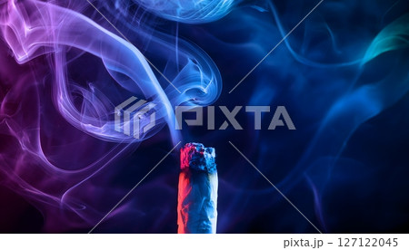 A cigarette is lit and the smoke is billowing...のイラスト素材 [127122045] - PIXTA
