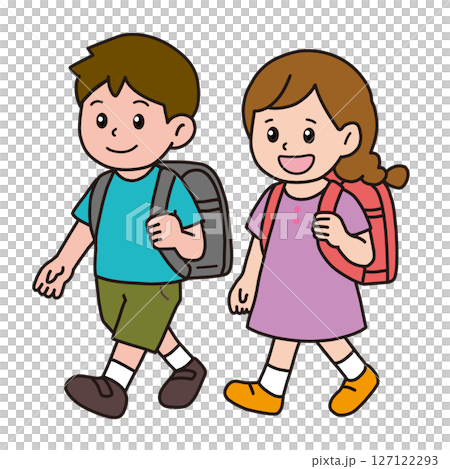 小学校登下校_ランドセルを背負った子どもたち 小学校登下校_ランドセルを背負った子どもたち 127122293