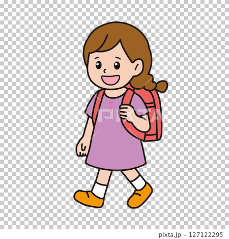 小学校通学_登下校_ランドセルを背負った女の子 小学校通学_登下校_ランドセルを背負った女の子 127122295