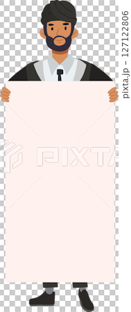 professional indian man in formal attire with blank sign banner for business promotion professional indian man in formal attire with blank sign banner for business promotion 127122806